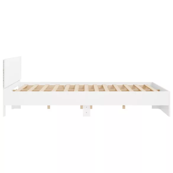 fehér ágykeret fejtámlával és LED-del 200 x 200 cm