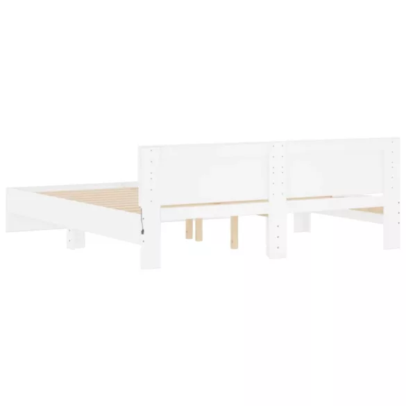 fehér ágykeret fejtámlával és LED-del 200 x 200 cm