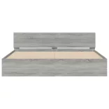 szürke sonoma színű ágykeret fejtámlával és LED-del 200x200 cm
