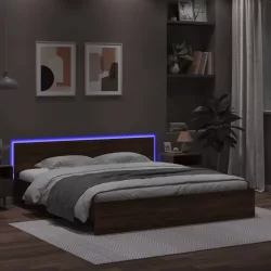   barna tölgy ágykeret fejtámlával és LED-del 200 x 200 cm