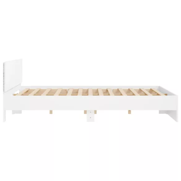 fehér ágykeret fejtámlával és LED-del 180 x 200 cm