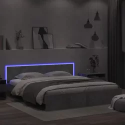   betonszürke ágykeret fejtámlával és LED-del 180 x 200 cm