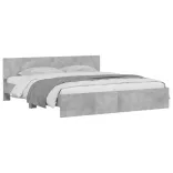 betonszürke ágykeret fejtámlával és LED-del 180 x 200 cm