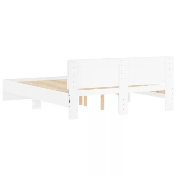 fehér ágykeret fejtámlával és LED-del 150 x 200 cm