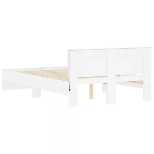 fehér ágykeret fejtámlával és LED-del 135 x 190 cm