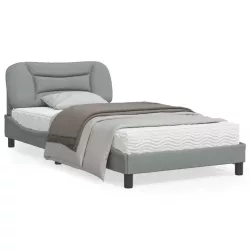   világosszürke szövet ágykeret matrac nélkül Hvar 100x200 cm