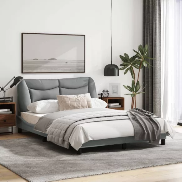 világosszürke szövet ágykeret matrac nélkül Hvar 140 x 190 cm