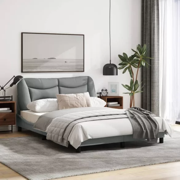 világosszürke szövet ágykeret matrac nélkül Hvar 140x200 cm