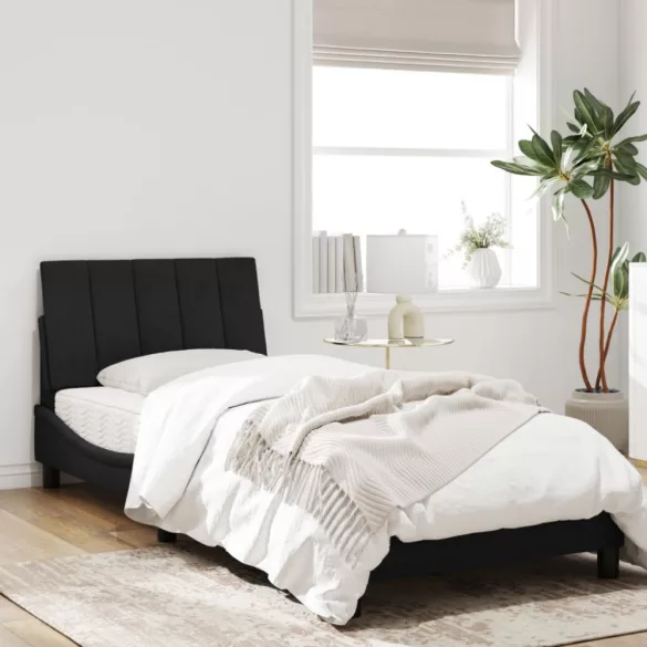 fekete bársony ágykeret matrac nélkül Hanko 80 x 200 cm