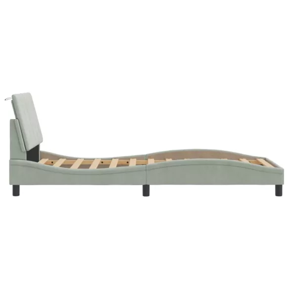 világosszürke bársony ágykeret matrac nélkül Hanko 90x190 cm