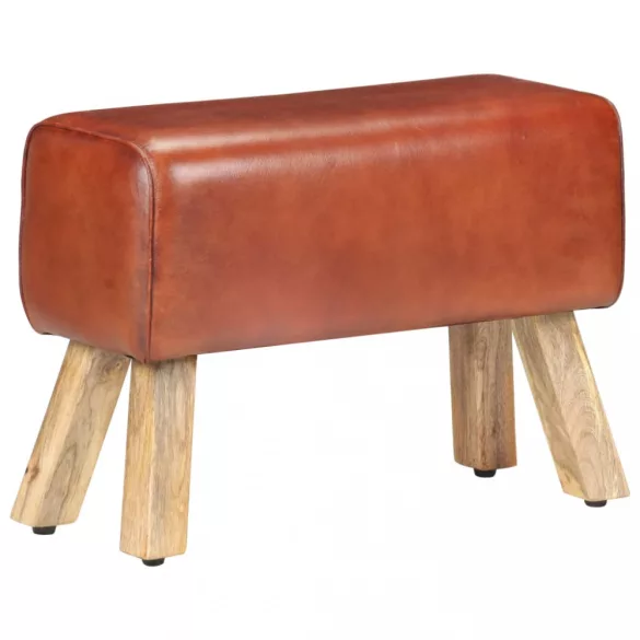 barna valódi bőr és tömör mangófa tornapad 58 cm