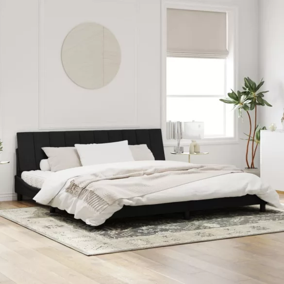 fekete bársony ágykeret matrac nélkül Hanko 200 x 200 cm