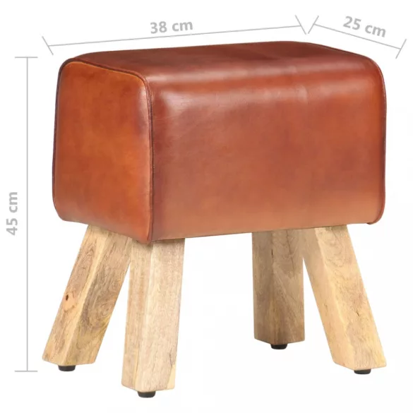 barna valódi bőr és tömör mangófa tornapad 38 cm