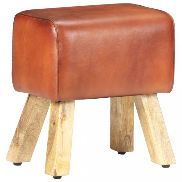 barna valódi bőr és tömör mangófa tornapad 38 cm