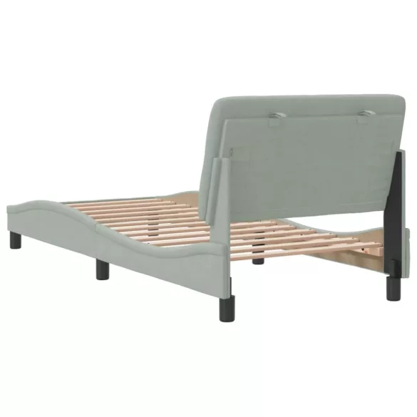 világosszürke bársony ágykeret matrac nélkül 90x190 cm