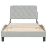 világosszürke bársony ágykeret matrac nélkül 100x200 cm