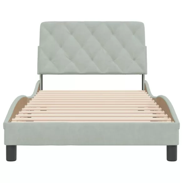 világosszürke bársony ágykeret matrac nélkül 100x200 cm