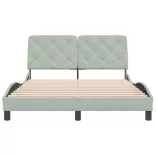 világosszürke bársony ágykeret matrac nélkül 140 x 190 cm