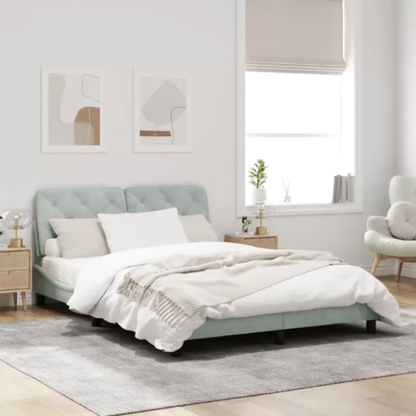 világosszürke bársony ágykeret matrac nélkül 160 x 200 cm