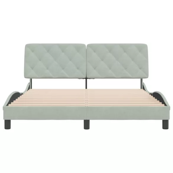 világosszürke bársony ágykeret matrac nélkül 160 x 200 cm