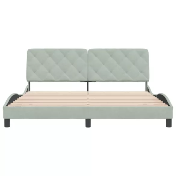 világosszürke bársony ágykeret matrac nélkül 180 x 200 cm