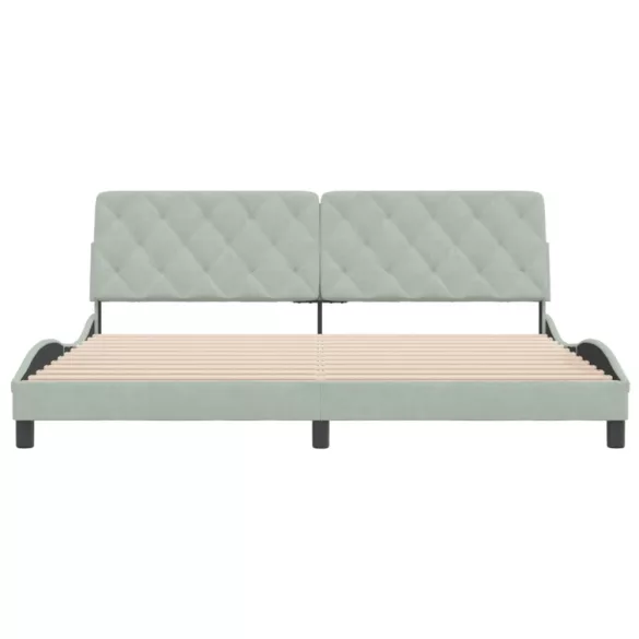 világosszürke bársony ágykeret matrac nélkül 200 x 200 cm