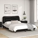 fekete és fehér műbőr ágykeret matrac nélkül Hvar 120 x 200 cm