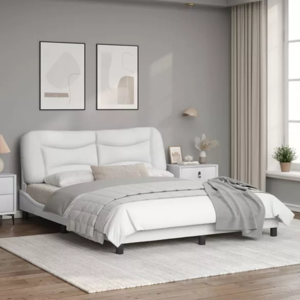 fehér műbőr ágykeret matrac nélkül Hvar 160x200 cm