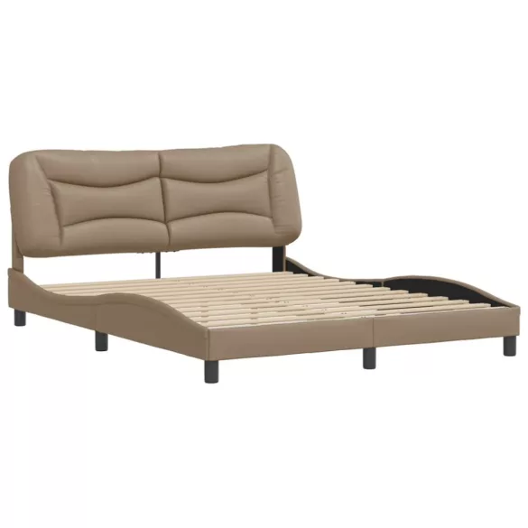 cappuccino színű műbőr ágykeret matrac nélkül Hvar 160x200 cm