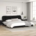 fekete és fehér műbőr ágykeret matrac nélkül Hvar 200x200 cm