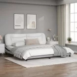 fehér és fekete műbőr ágykeret matrac nélkül Hvar 200x200 cm