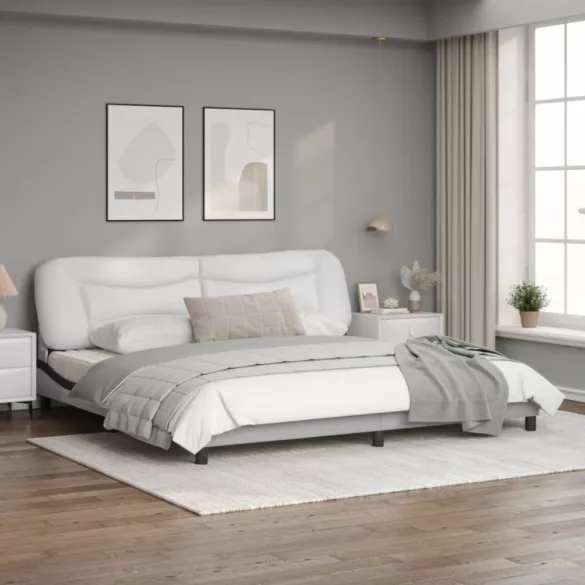 fehér és fekete műbőr ágykeret matrac nélkül Hvar 200x200 cm