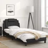 fekete műbőr ágykeret Viana matrac nélkül 90x190 cm