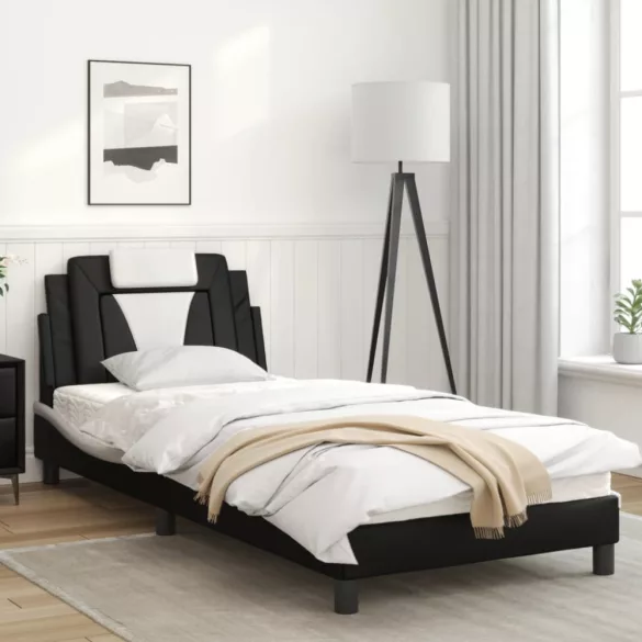 fekete és fehér műbőr ágykeret Viana matrac nélkül 90x190 cm