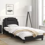 fekete műbőr ágykeret Viana matrac nélkül 90x200 cm