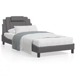 szürke műbőr ágykeret Viana matrac nélkül 100 x 200 cm