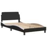 fekete és fehér műbőr ágykeret Viana matrac nélkül 100x200 cm