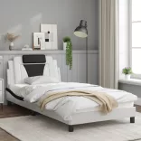 fehér és fekete műbőr ágykeret Viana matrac nélkül 100x200 cm