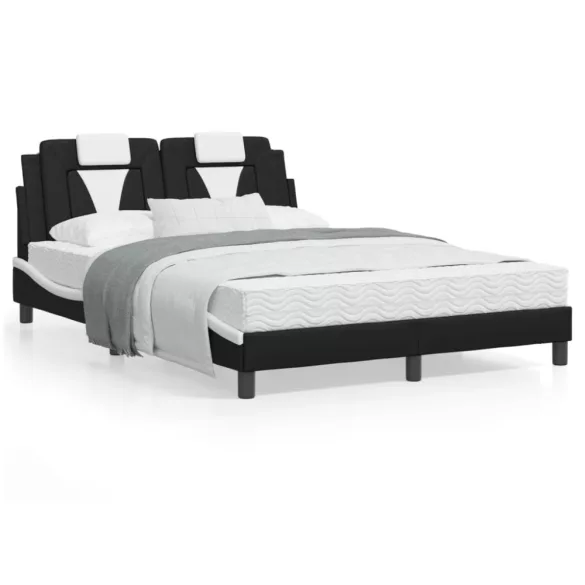 fekete és fehér műbőr ágykeret Viana matrac nélkül 140x190 cm