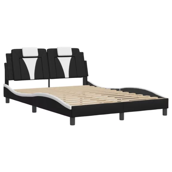 fekete és fehér műbőr ágykeret Viana matrac nélkül 140x190 cm