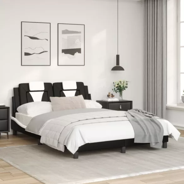 fekete és fehér műbőr ágykeret Viana matrac nélkül 140x190 cm