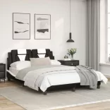 fekete és fehér műbőr ágykeret Viana matrac nélkül 140 x 200 cm