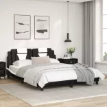 fekete és fehér műbőr ágykeret Viana matrac nélkül 160 x 200 cm
