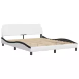 fehér és fekete műbőr ágykeret Viana matrac nélkül 160 x 200 cm