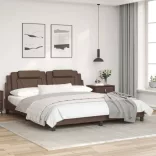 barna műbőr ágykeret Viana matrac nélkül 180 x 200 cm