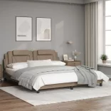 cappuccino színű műbőr ágykeret Viana matrac nélkül 180x200 cm