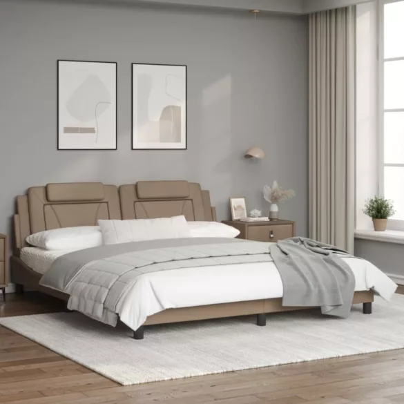 cappuccino színű műbőr ágykeret Viana matrac nélkül 180x200 cm