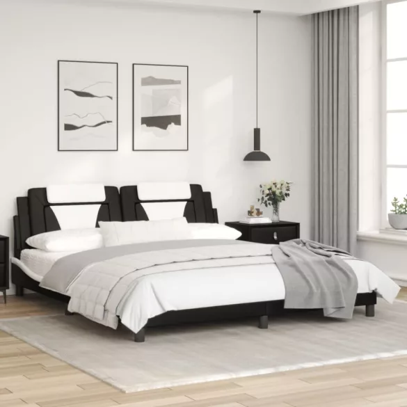 fekete és fehér műbőr ágykeret Viana matrac nélkül 180x200 cm