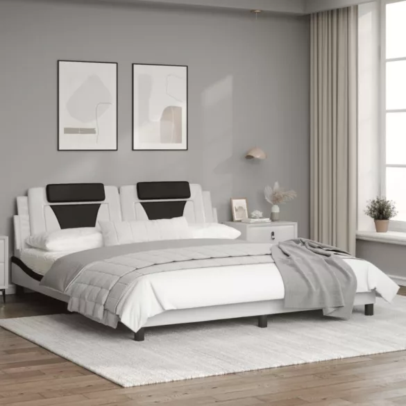 fehér és fekete műbőr ágykeret Viana matrac nélkül 180x200 cm