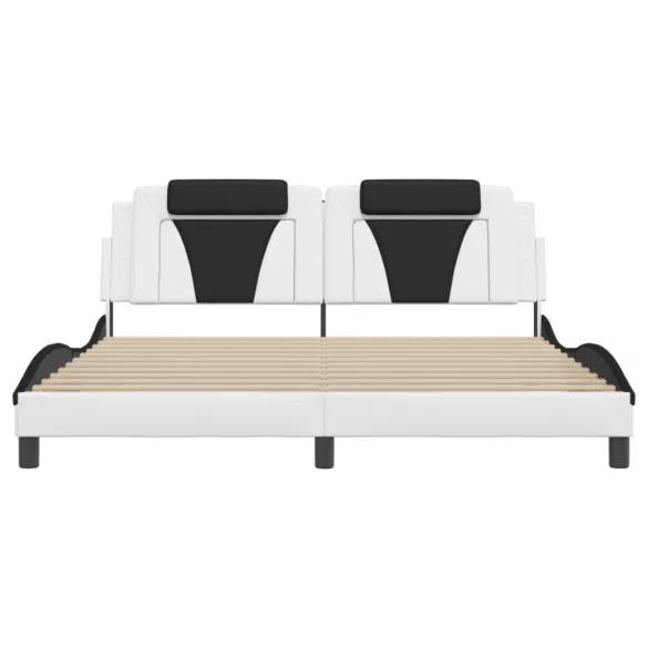 fehér és fekete műbőr ágykeret Viana matrac nélkül 180x200 cm